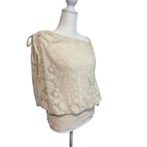 NWT Anthropologie Elegant Cream Lace Women's Top
